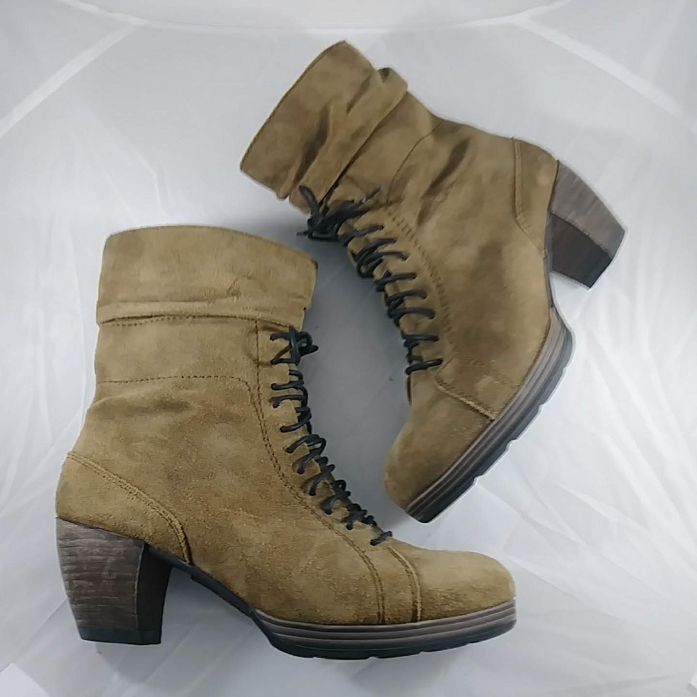 WOLKY Suede Brown Leather Lace-Up Ankle Boot